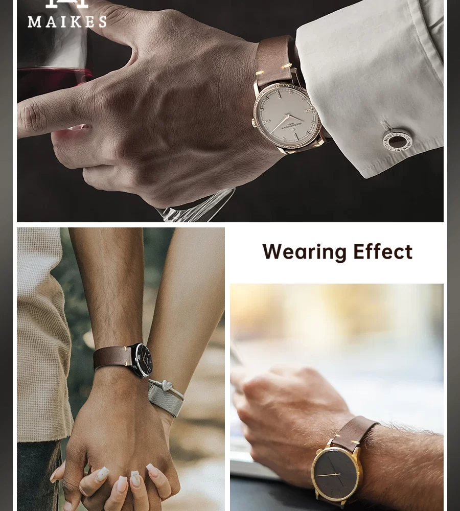 MAIKES Handmade Watchband Butterfly Buckle Vegetable Tanned Cow Leather Made In Italy Quick Release Bracelet Band Watch Strap - Image 6