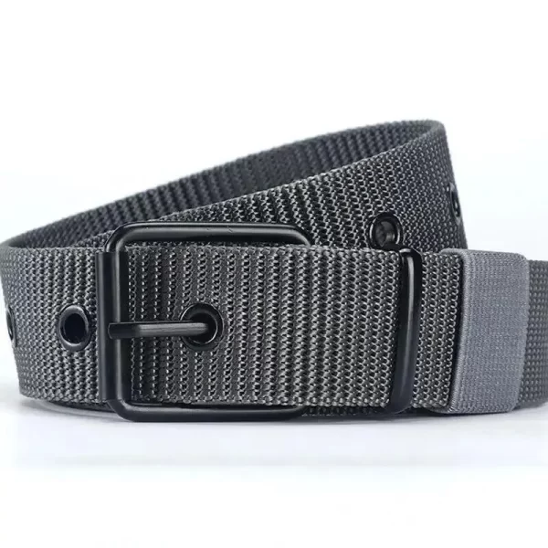 Men's Belt Porous Canvas Pin Buckle Leather Belt Outdoor Sports Belt Women's Trendy Eyelet Belt With Jeans Belt For Men Women - Image 3
