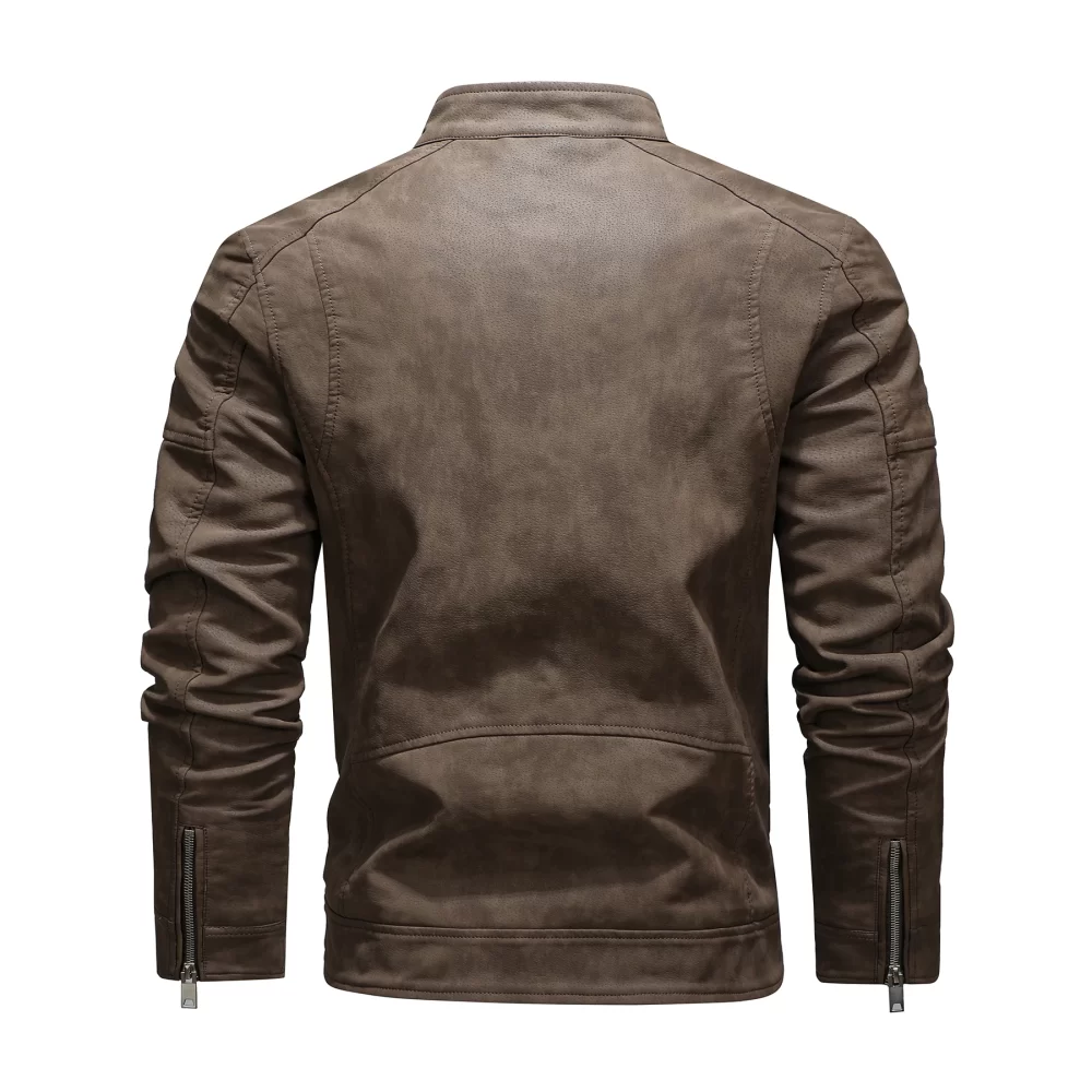 Men's casual windproof leather jacket - Image 2