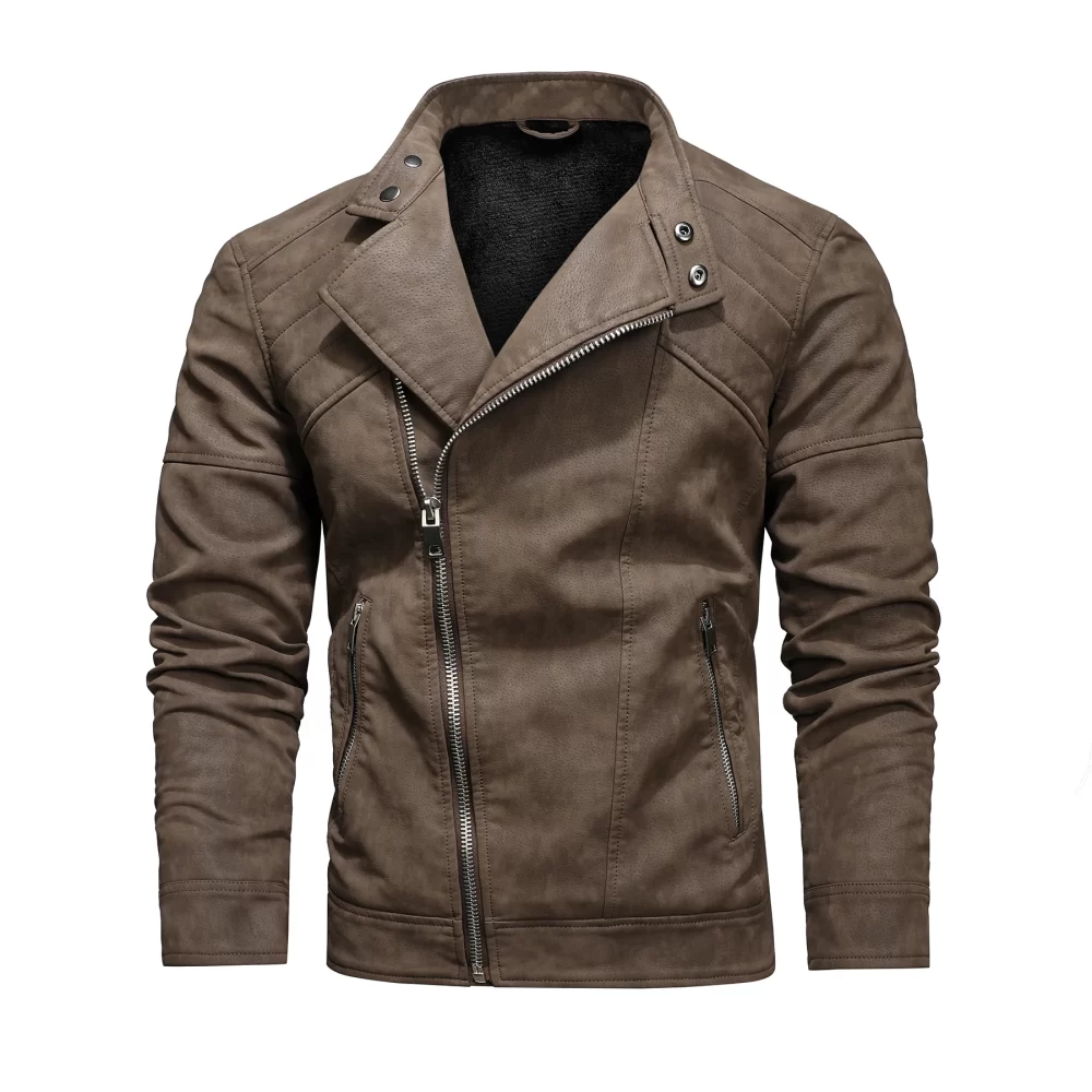 Men's casual windproof leather jacket
