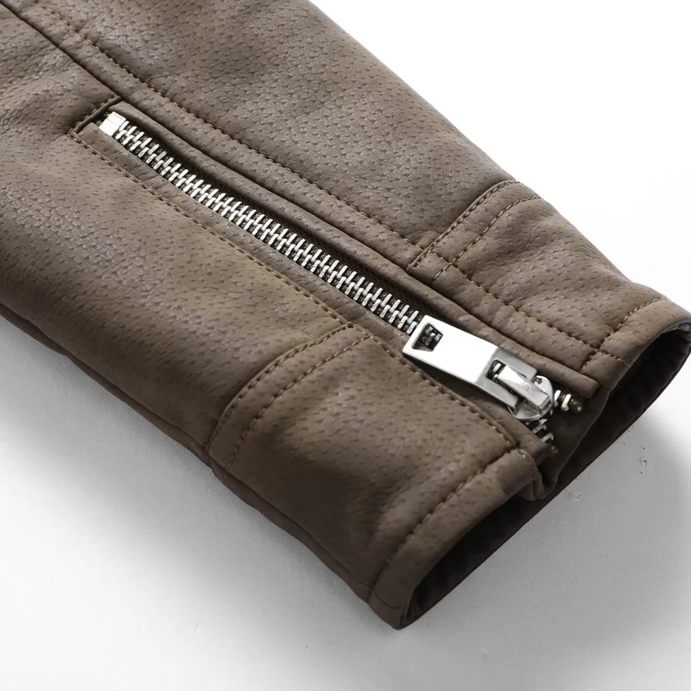 Men's casual windproof leather jacket - Image 3