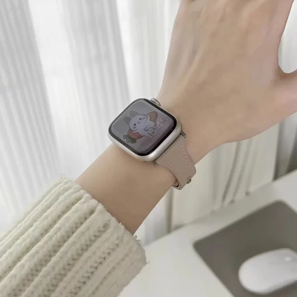 Slim Leather Strap for Apple Watch Band Ultra 49mm 8 41mm 45mm 7 SE 654321 44mm Women Bracelet Loop for iwatch series 42mm 40mm - Image 2