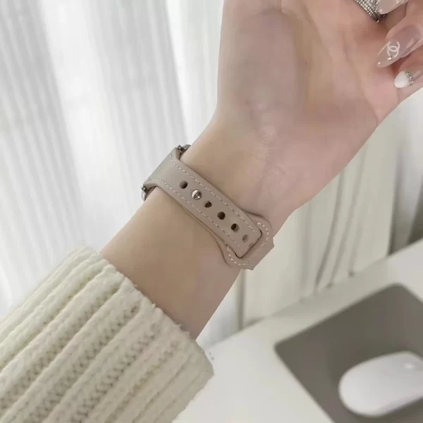 Slim Leather Strap for Apple Watch Band Ultra 49mm 8 41mm 45mm 7 SE 654321 44mm Women Bracelet Loop for iwatch series 42mm 40mm - Image 3
