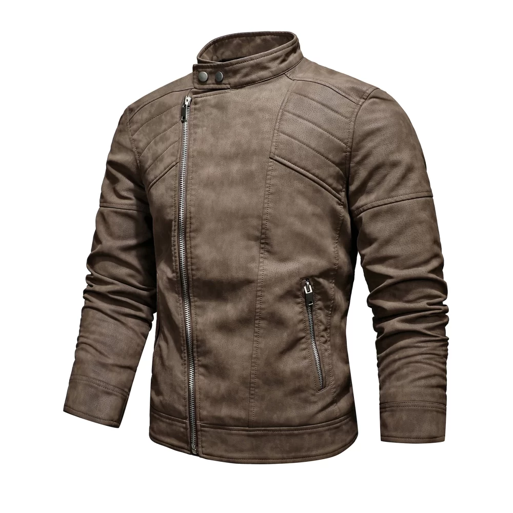 Men's casual windproof leather jacket - Image 4