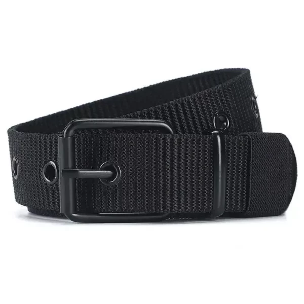 Men's Belt Porous Canvas Pin Buckle Leather Belt Outdoor Sports Belt Women's Trendy Eyelet Belt With Jeans Belt For Men Women - Image 4