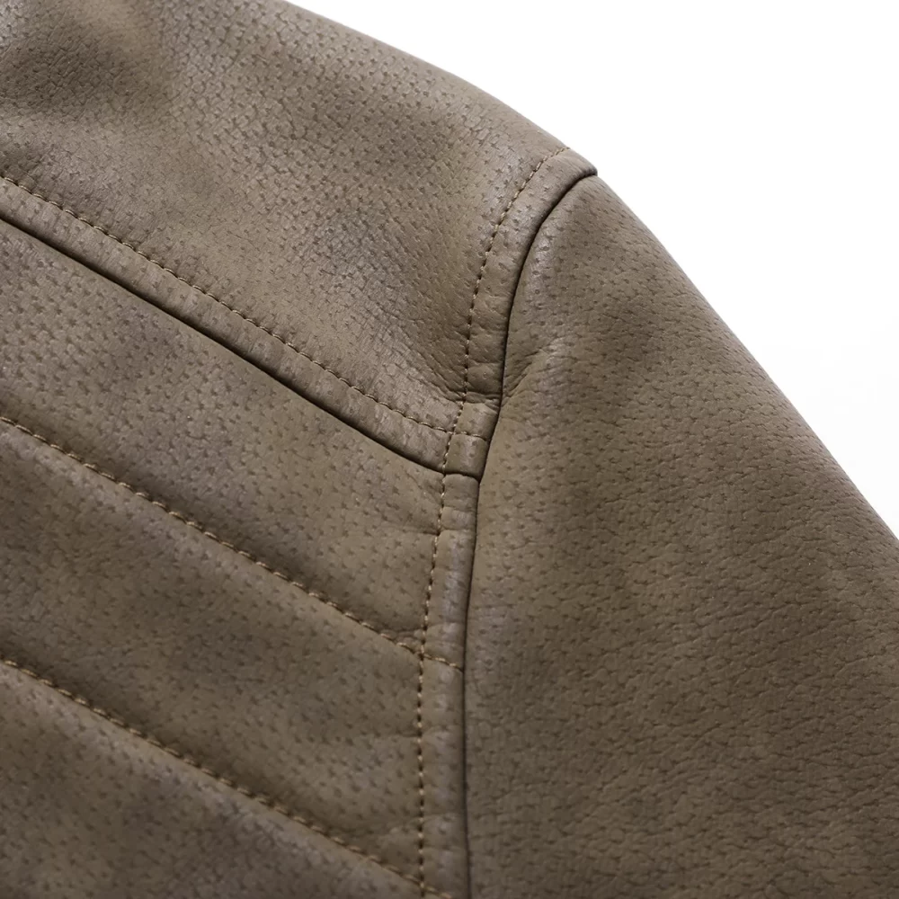 Men's casual windproof leather jacket - Image 5