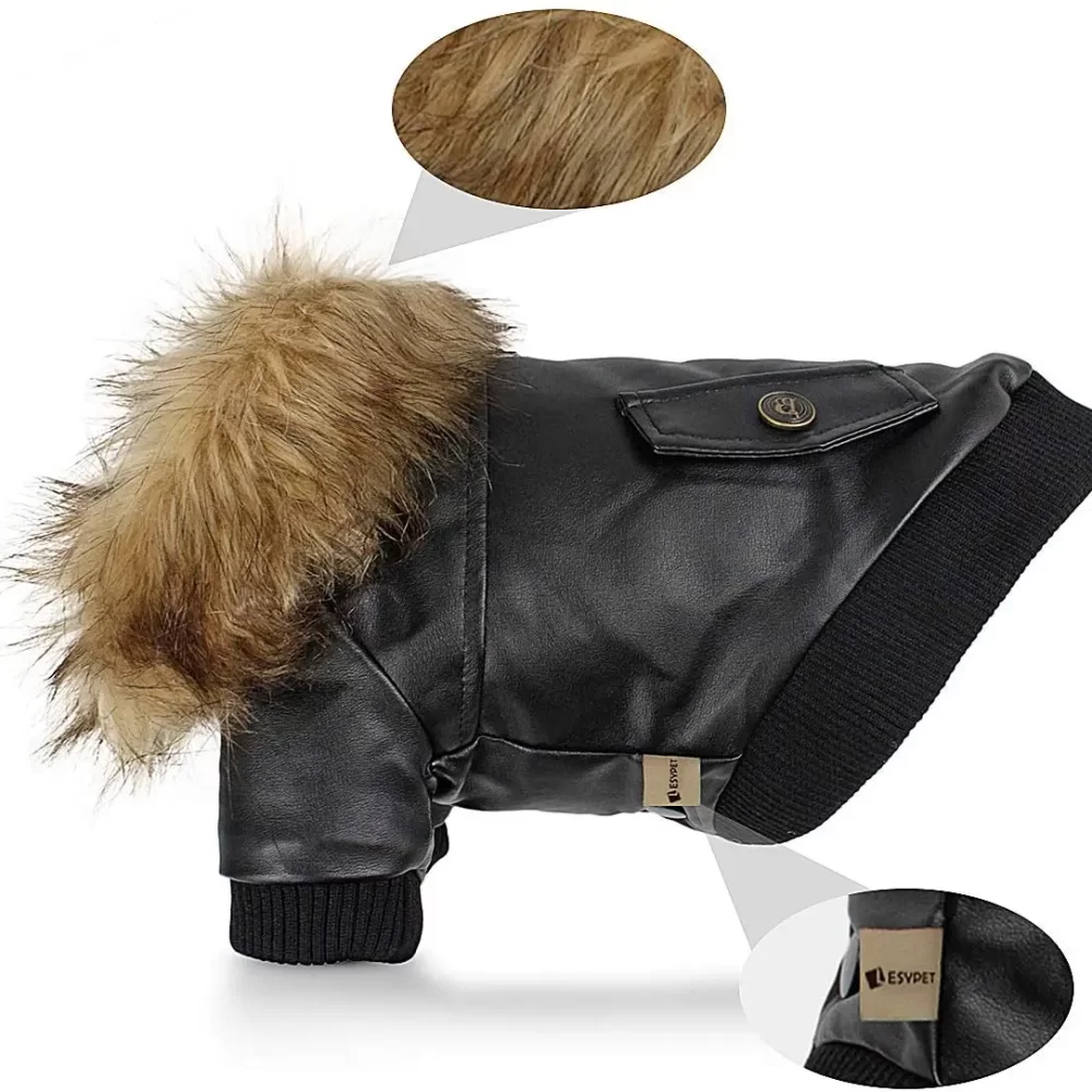 ATUBAN Leather Dog Coats Waterproof Dog Winter Coat Puppy Jackets for Small to Medium Dogs clothes for pets dog clothes winter - Image 2