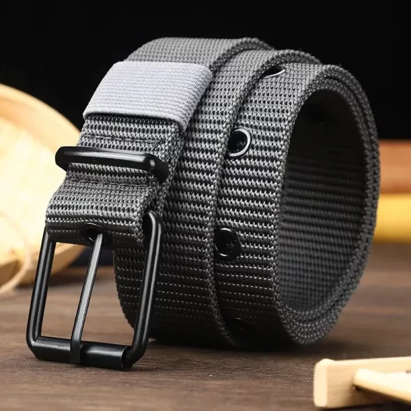 Men's Belt Porous Canvas Pin Buckle Leather Belt Outdoor Sports Belt Women's Trendy Eyelet Belt With Jeans Belt For Men Women - Image 6